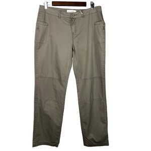 MurMur Women's Pants 100% Cotton Khaki Gray/Green Side Button Pockets Size L